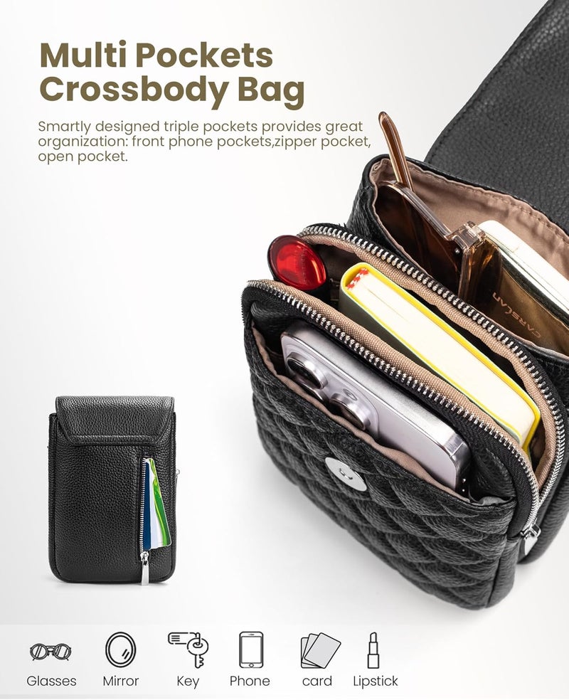 befen Genuine Leather Small Crossbody Bags for Women, Cell Phone Cross body Purse Bag with RFID Blocking Card Slots - Image 3